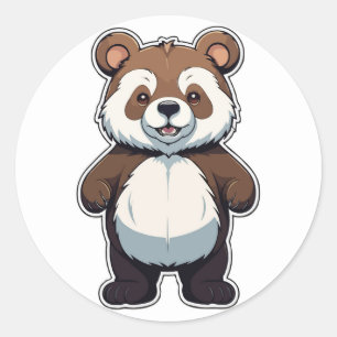 Adesivo Redondo Vinheta de Urso Adorável - Um Amigo Giro e Fofinho