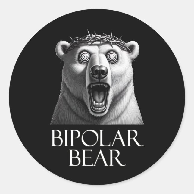 Adesivo Redondo Vinheta de Urso Bipolar1 (Frente)