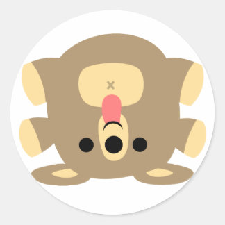 Adesivo Redondo Vinheta de Urso de Cartoon Cheeky