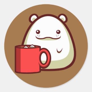 Adesivo Redondo Vinheta de Urso Polar