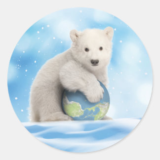 Adesivo Redondo Vinheta de Urso Polar