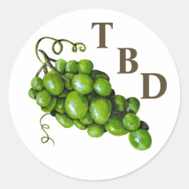 Adesivo Redondo Vinheta de Uvas