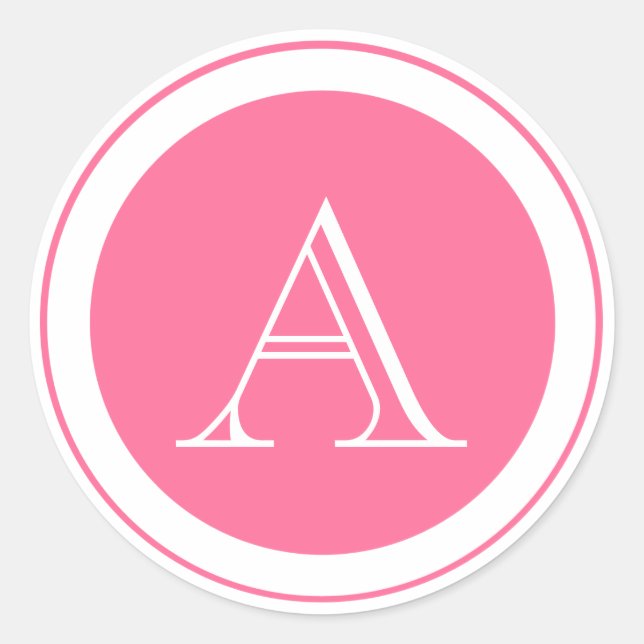 Adesivo Redondo Vinheta de vedação de Envelop, de monograma rosa (Frente)