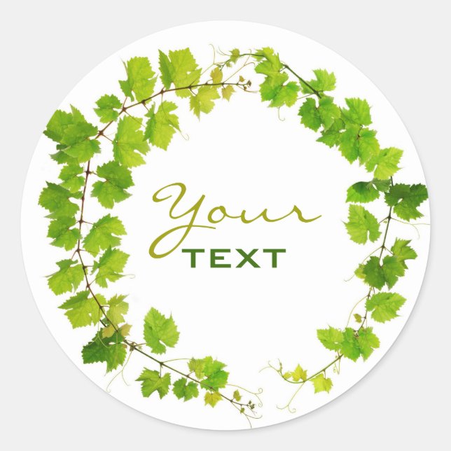 Adesivo Redondo Vinheta de videira (Frente)