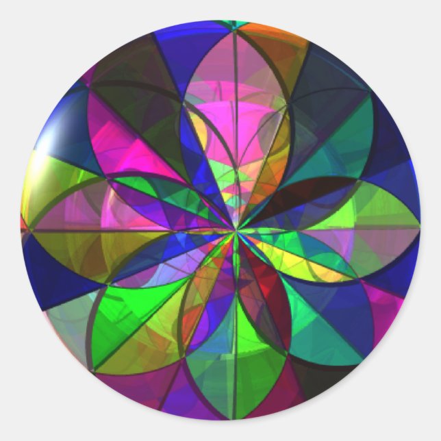 Adesivo Redondo Vinheta de vidro contida (Frente)