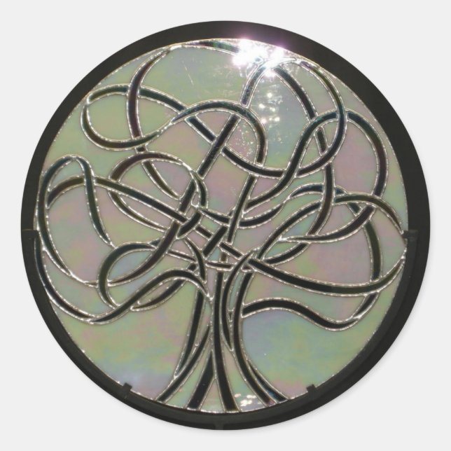 Adesivo Redondo Vinheta de vidro manchada (Luzes de Lifes) (Frente)