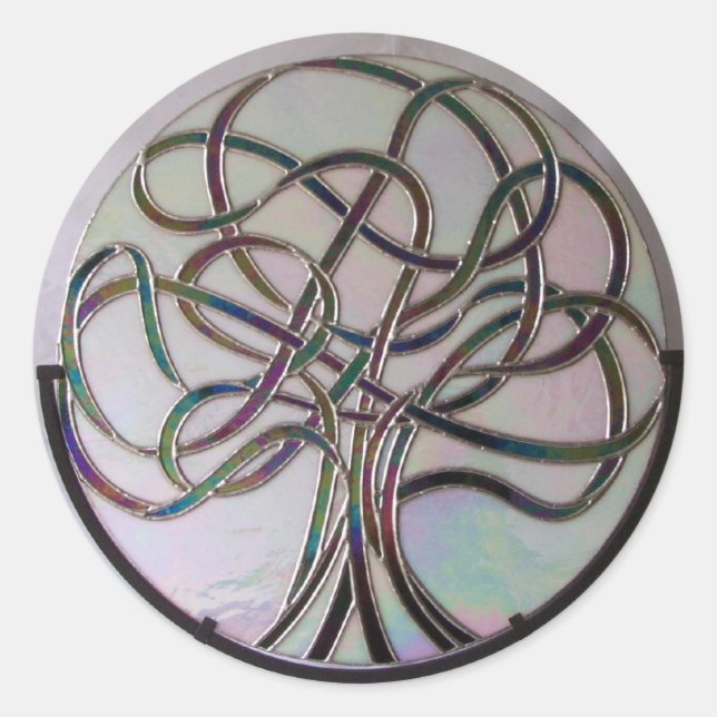 Adesivo Redondo Vinheta de vidro manchada (Luzes de Lifes) (Frente)