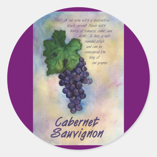 Adesivo Redondo Vinheta de vinho Cabernet Sauvignon (Frente)