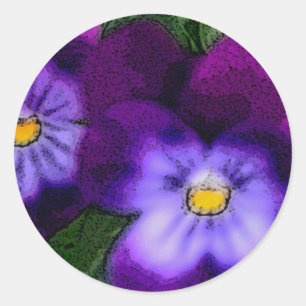 Adesivo Redondo Vinheta de Violetas
