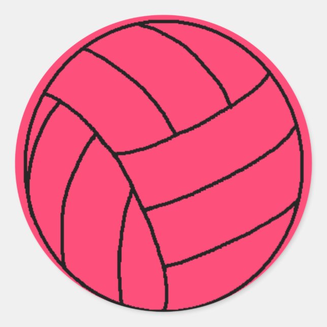 Adesivo Redondo Vinheta de Voleibol Rosa (Frente)