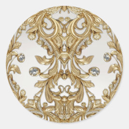 Adesivo Redondo Vinheta Decorativa de Casamento de Seal Dourado
