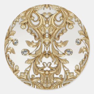 Adesivo Redondo Vinheta Decorativa de Casamento de Seal Dourado