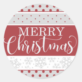Adesivo Redondo Vinheta decorativa vermelha e branca feliz Natal