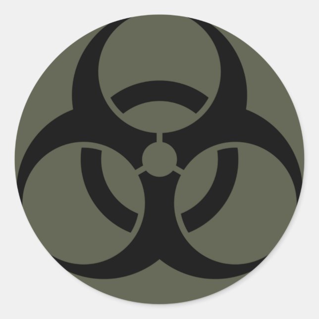 Adesivo Redondo Vinheta do Boné de escopo, Risco biológico em pret (Frente)