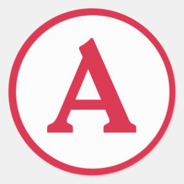 Adesivo Redondo Vinheta do círculo vermelho inicial monograma