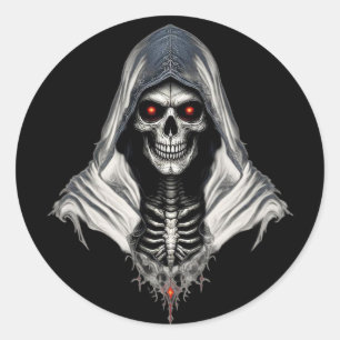 Adesivo Redondo Vinheta do crânio do Grim Reaper
