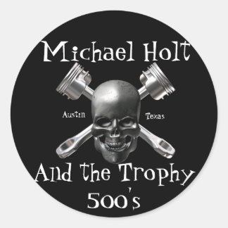 Adesivo Redondo Vinheta do crânio e dos pistões