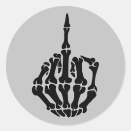 Adesivo Redondo Vinheta do Dedo Médio do Skeleton
