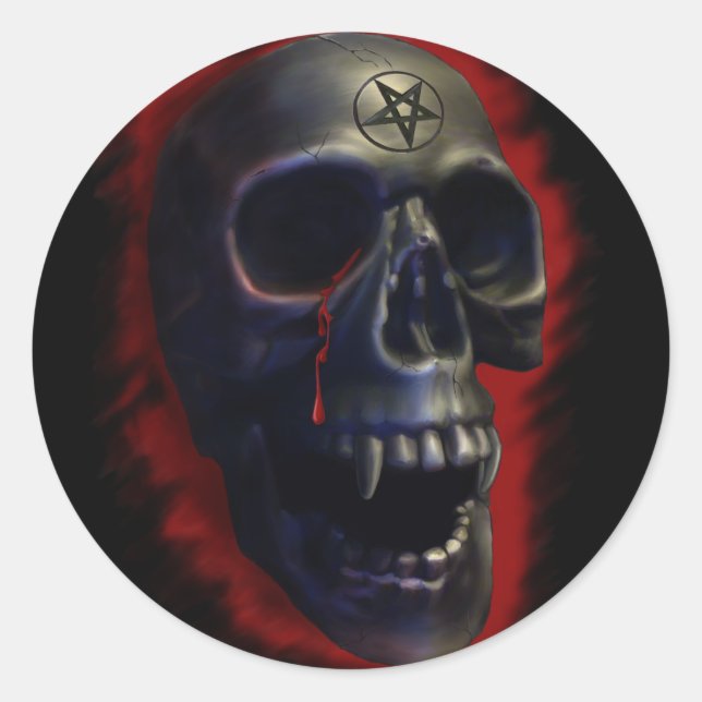 Adesivo Redondo Vinheta do Demon Skull 1 (Frente)