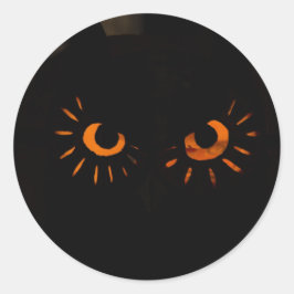 Adesivo Redondo Vinheta do Dia das Bruxas com Olhos Laranja