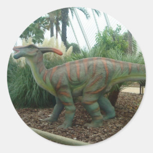 Adesivo Redondo Vinheta do Dinossauro Parasaurolofo
