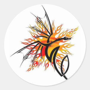 Adesivo Redondo Vinheta do Dragão de Fogo
