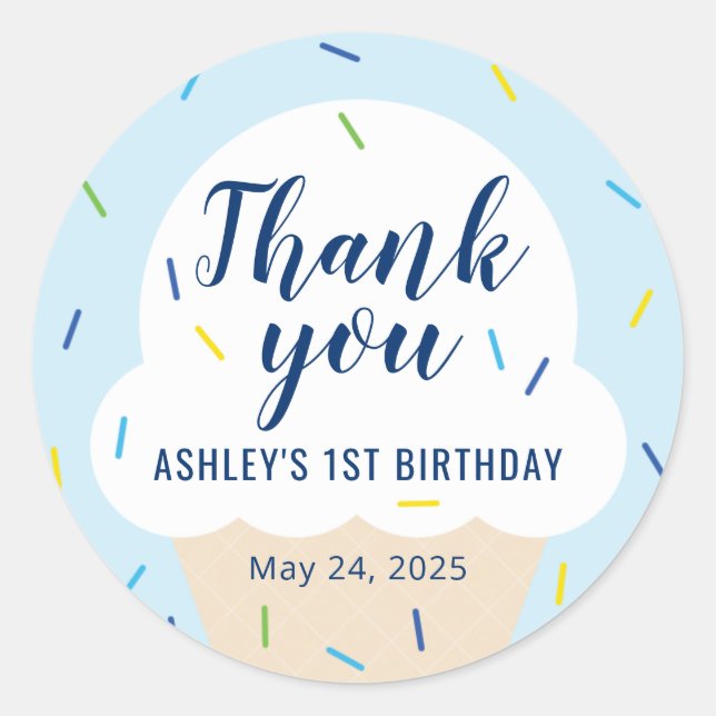 Adesivo Redondo Vinheta do Favor do Sorvete (Frente)