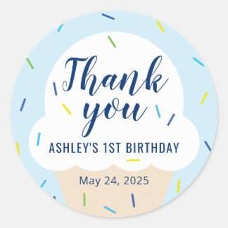 Adesivo Redondo Vinheta do Favor do Sorvete