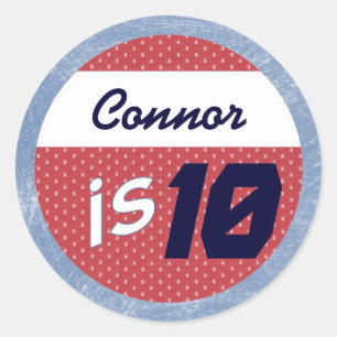 Adesivo Redondo Vinheta do Hockey Party - Vinheta Nome/Idade