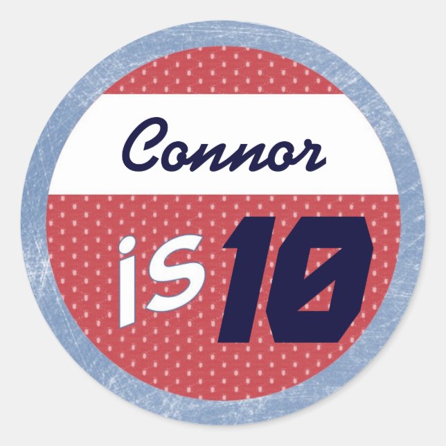 Adesivo Redondo Vinheta do Hockey Party - Vinheta Nome/Idade (Frente)