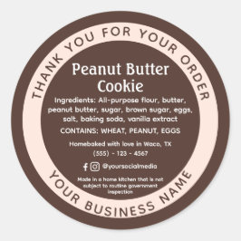 Adesivo Redondo Vinheta do Ingrediente do Bolo de Comida de Algodã