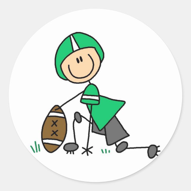 Adesivo Redondo Vinheta do jogador de futebol verde (Frente)