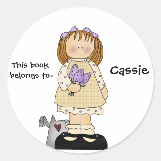 Adesivo Redondo Vinheta do livrinho da garota (Frente)