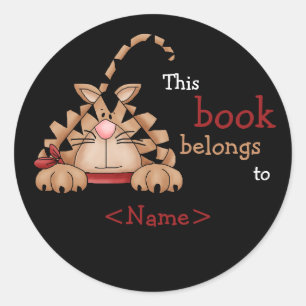 Adesivo Redondo Vinheta do Livro de Gatos