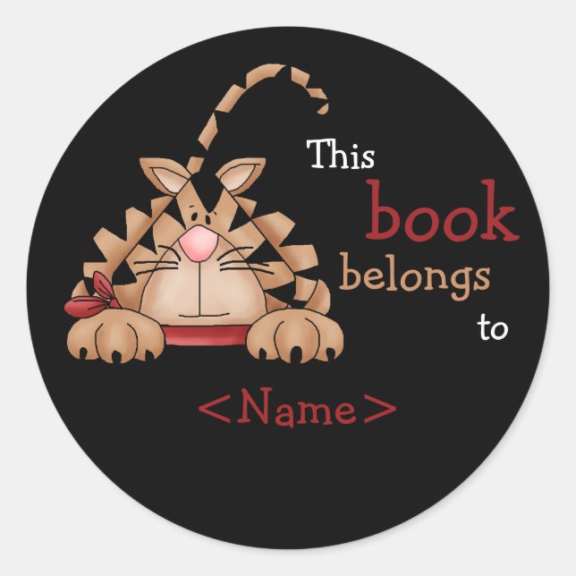 Adesivo Redondo Vinheta do Livro de Gatos (Frente)