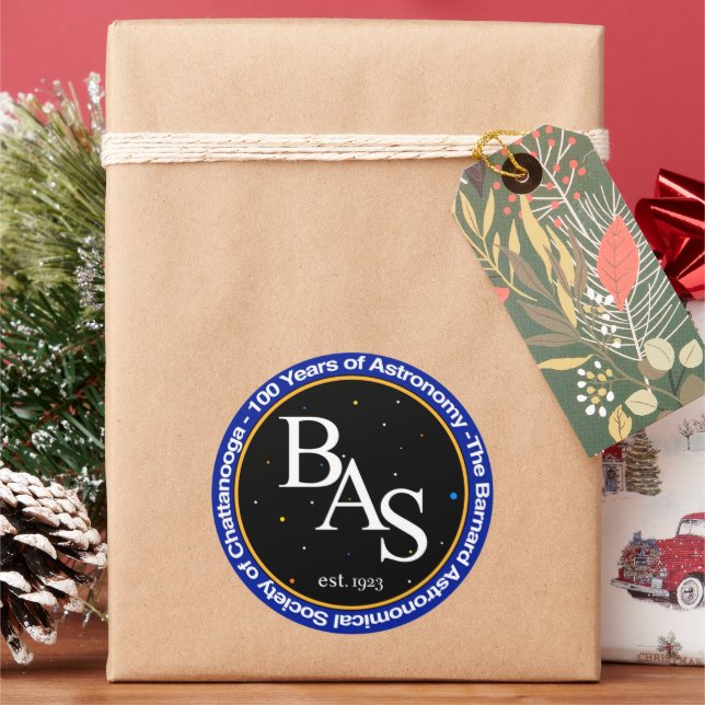 Adesivo Redondo Vinheta do logotipo BAS de 100 anos (Feriado)