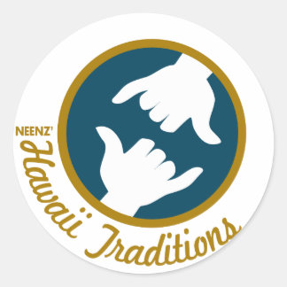Adesivo Redondo Vinheta do logotipo das tradições havaianas