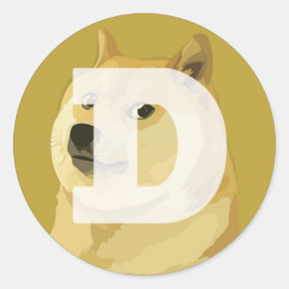 Adesivo Redondo Vinheta do logotipo Dogecoin