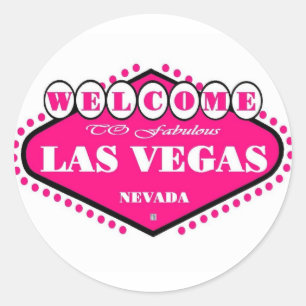 Adesivo Redondo Vinheta do logotipo HOT Pink Las Vegas