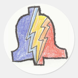 Adesivo Redondo Vinheta do logotipo PLA desenhado à mão de 5 cores