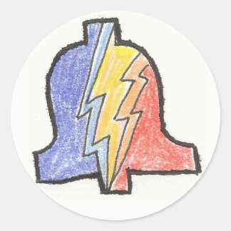 Adesivo Redondo Vinheta do logotipo PLA desenhado à mão de 5 cores