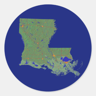 Adesivo Redondo Vinheta do Mapa da Louisiana