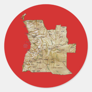 Adesivo Redondo Vinheta do Mapa de Angola