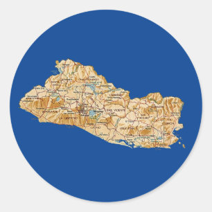 Adesivo Redondo Vinheta do Mapa de El Salvador