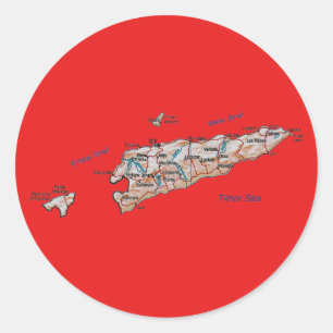 Adesivo Redondo Vinheta do Mapa de Timor Leste