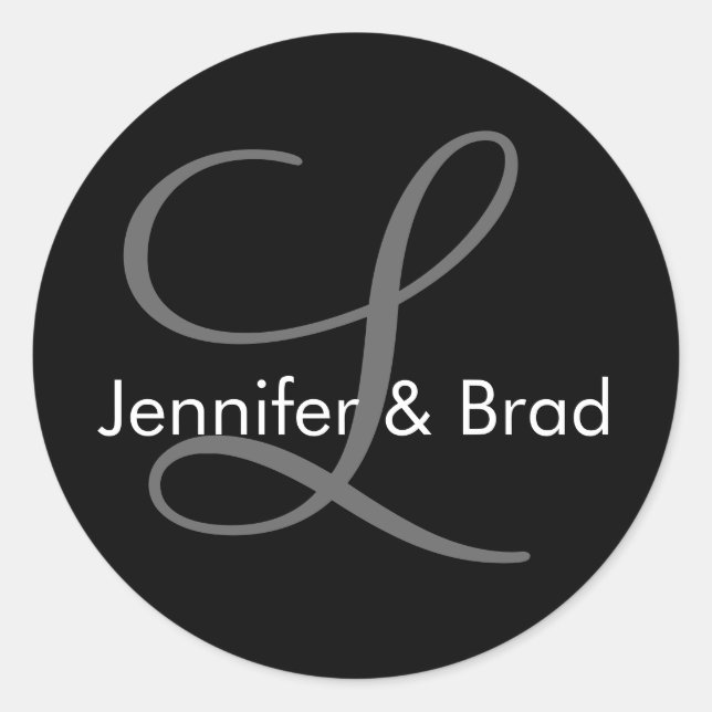 Adesivo Redondo Vinheta do Monograma e Envelope de Casamento Perso (Frente)