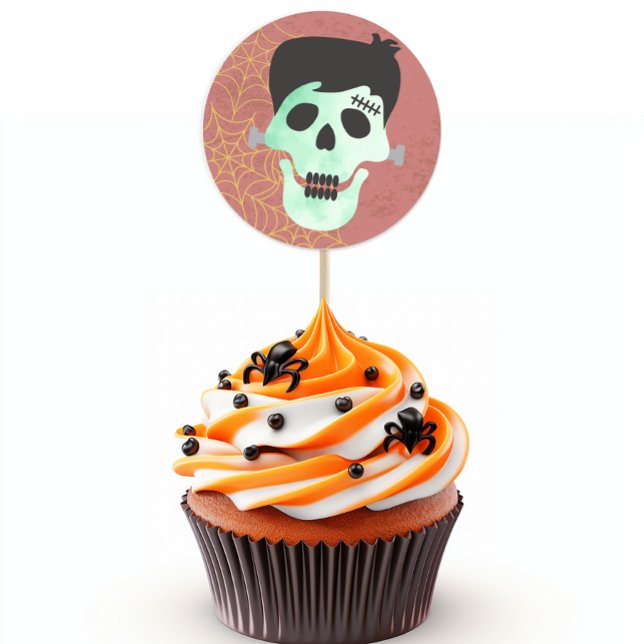 Adesivo Redondo Vinheta do Partido do Mash Halloween do Monstro Fr (Criador carregado)