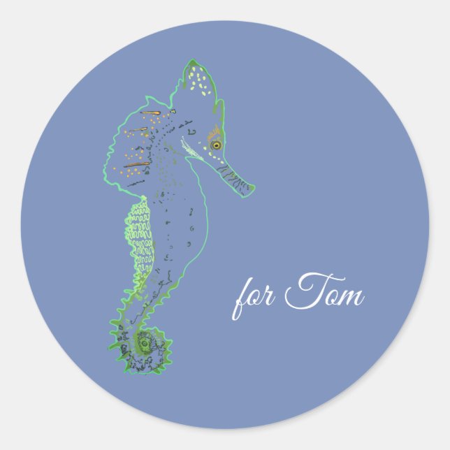 Adesivo Redondo Vinheta do Partido dos Cavalos do Mar Verde (Frente)