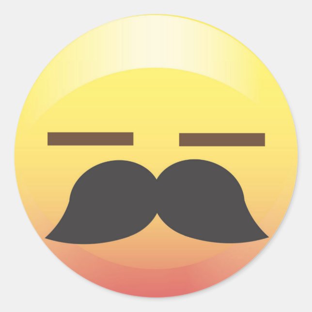 Adesivo Redondo Vinheta do Partido Mustache Emoji Sigh (Frente)