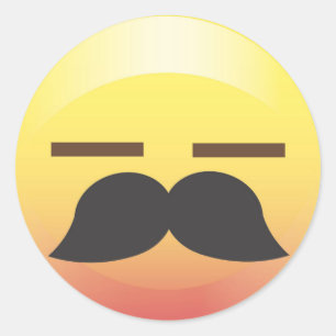 Adesivo Redondo Vinheta do Partido Mustache Emoji Sigh